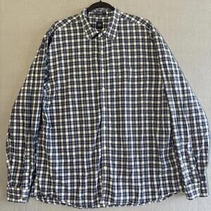 GAP Fitted Men’s XXL Long Sleeve Collared Button Up 100% Cotton Blue Stripe NWOT